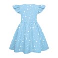 thumbnail image 3 of Abcomgle Girls Summer Dress Size 7-8 Casual A-Line Flutter Sleeve Midi Dress Polka Dot Holiday Crew Neck Swing Skirt for 4-14t Kids,Light Blue, 3 of 4