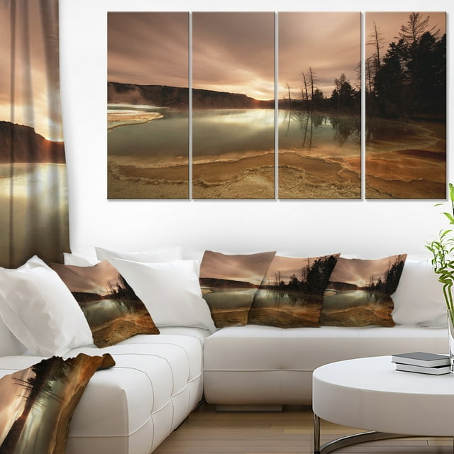 Mountain Lake under Cloudy Sky - African Landscape Canvas Art Print