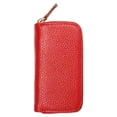thumbnail image 2 of Leather Key Case Card Holder Zipper Solid Color Leather Car Key Purse Wallet Car Keys Holder Fashion Pouch Men Women Housekeeper Red, 2 of 9