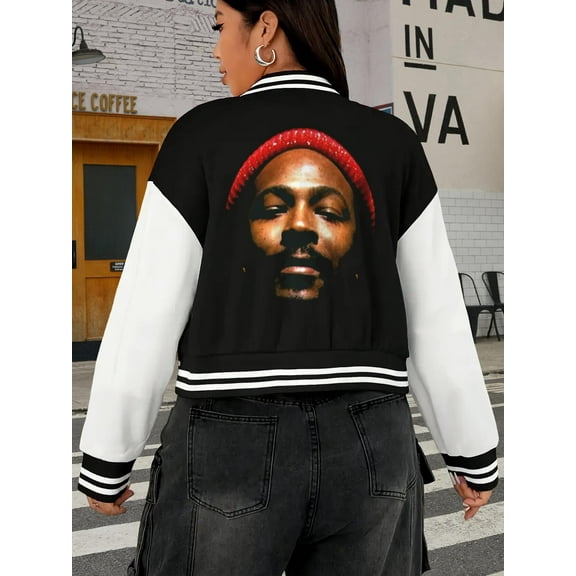 Women's Plus Size Baseball Jacket Marvin Gaye Hoodie African American Band Black History Black Lives Matter Music Ladies Fashion