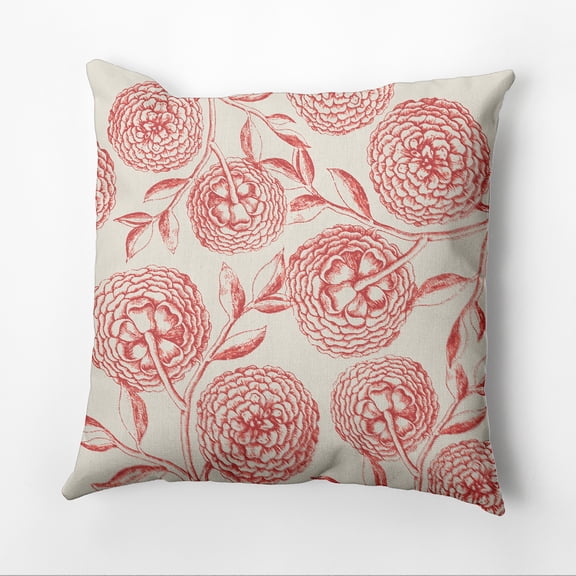Simply Daisy 16" x 16" Antique Flowers Floral Print Pillow, Pink