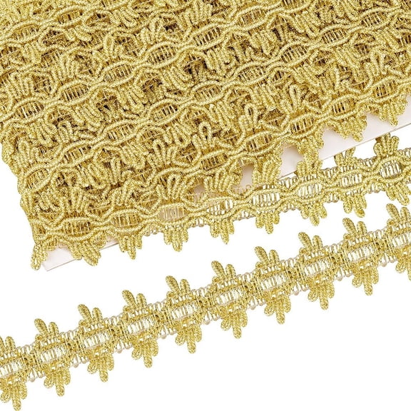 20 Yards Metallic Braid Trim 38mm Wide Gold Metallic Gimp Braid Trim Floral Pattern Embellishment Lace Trim DIY Crafts Sewing Ribbon for Home Christmas Party Clothes Decoration