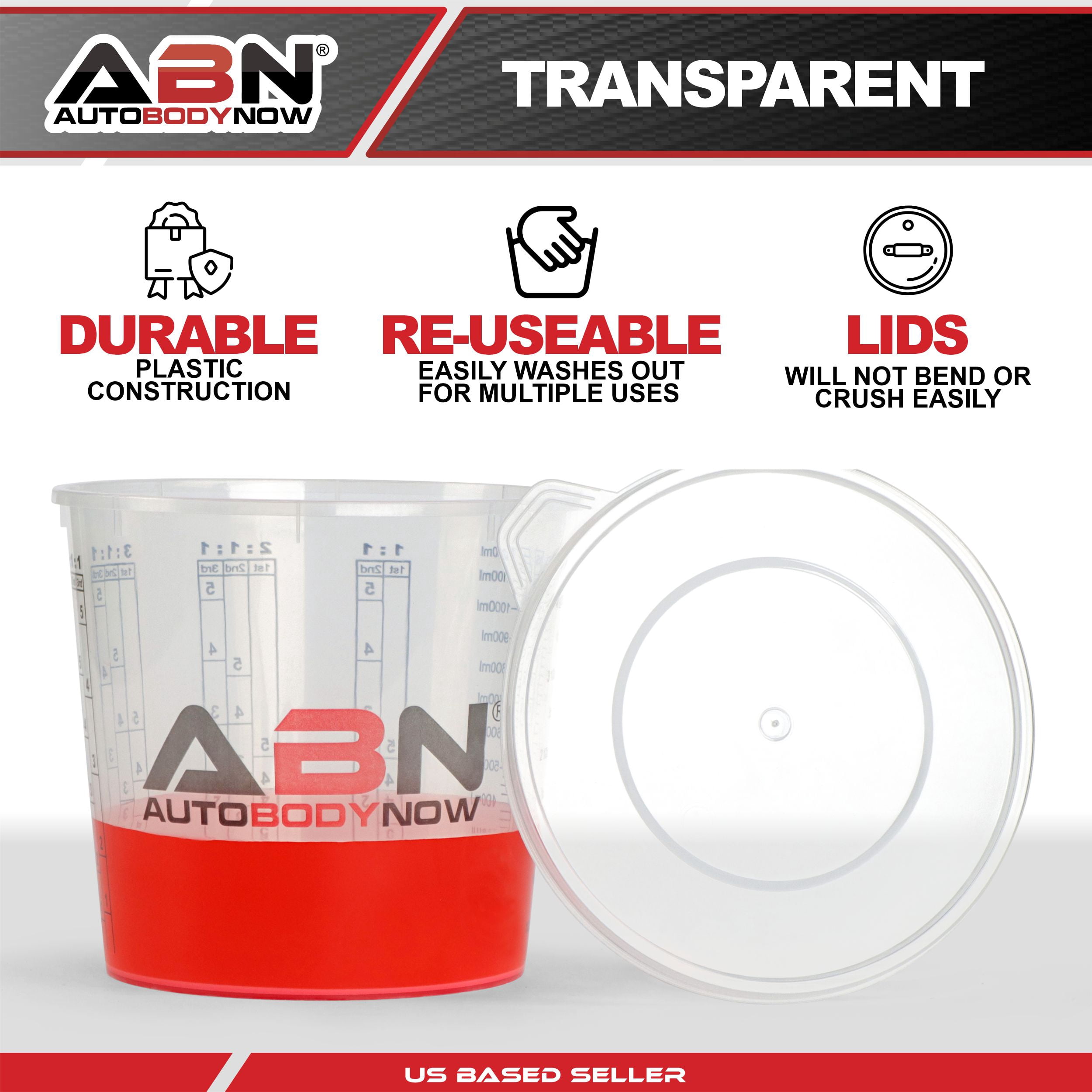 Custom Shop 8 Oz Paint Mixing Cups - Box Of 12 With Ratio Scales, Solvent Resistant, Reusable