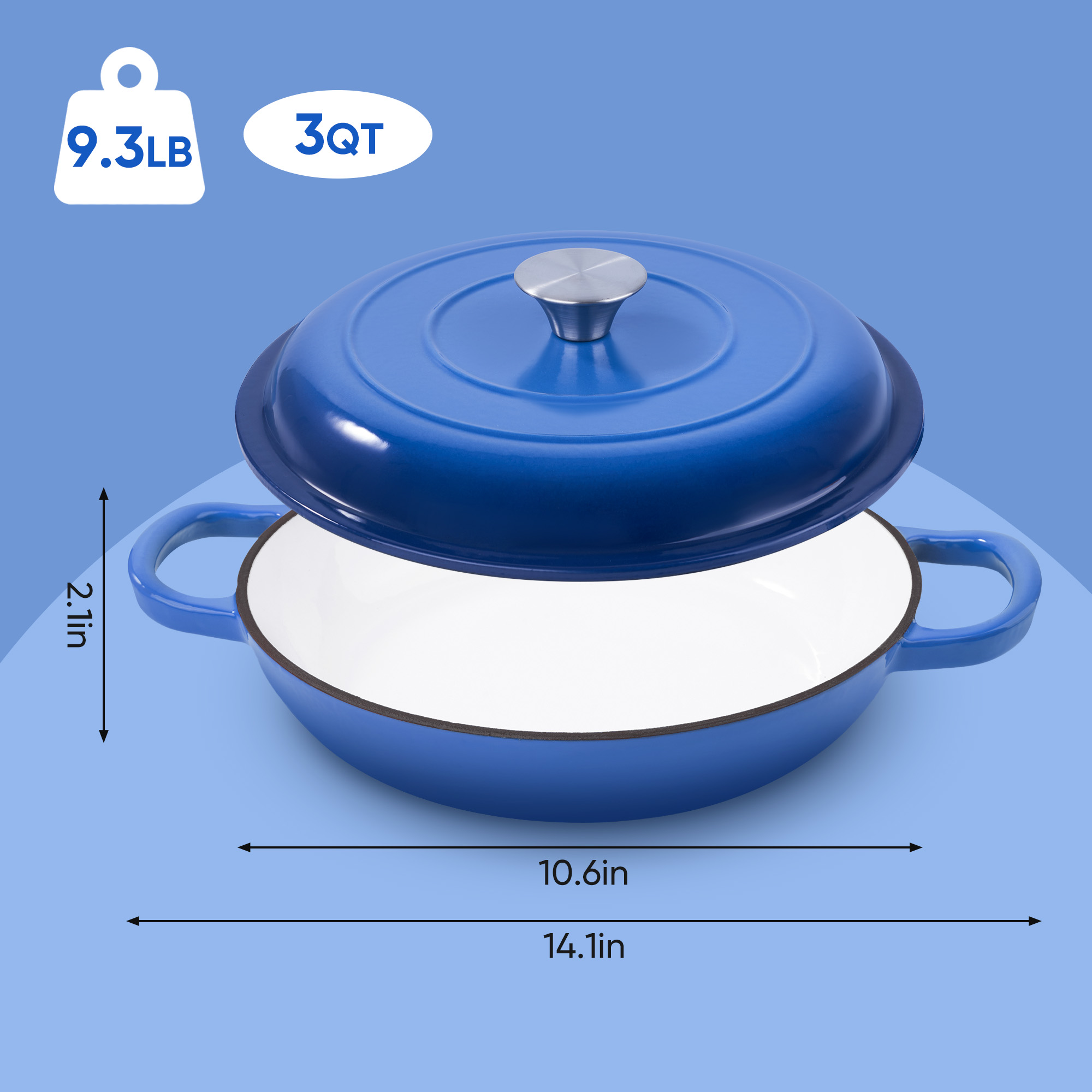 Hawsaiy 3-Quart Enameled Cast Iron Dutch Oven, Dark Blue photo 8