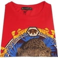 thumbnail image 3 of Men LAVERITA European Fashion Crew Shirt Short Sleeve Lion Medallion 93357 Red, 3 of 6
