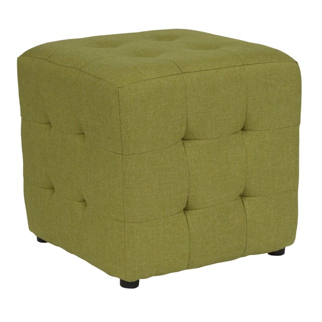 Avendale Tufted Upholstered Ottoman Pouf in Beige Fabric