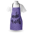 thumbnail image 4 of Saying Apron, Brush Calligraphy Make a Wish Words Uplifting Composition on Violet Background, Unisex Kitchen Bib with Adjustable Neck for Cooking Gardening, Adult Size, Violet Black, by Ambesonne, 4 of 4