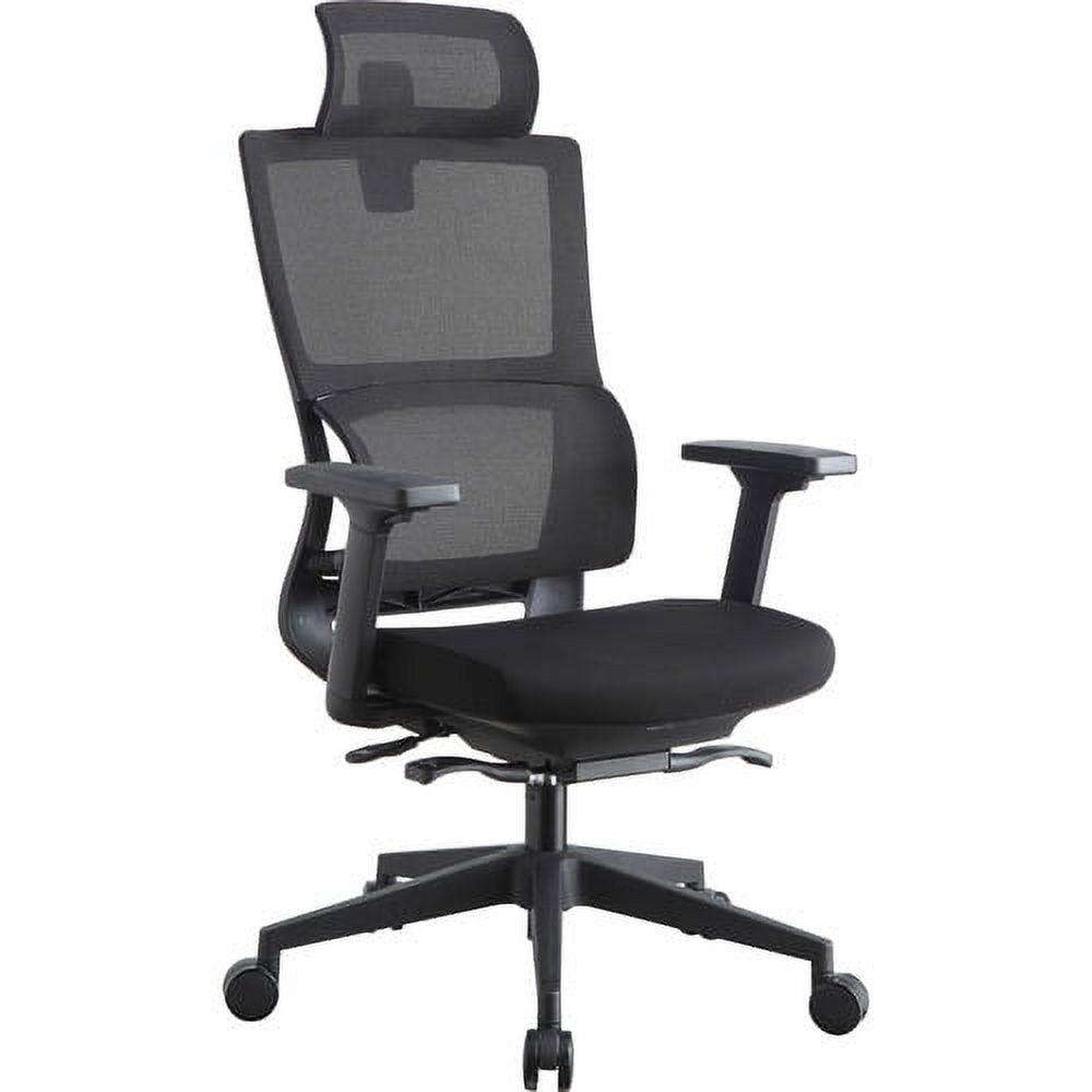 Lorell High Back Mesh Chair w/ Headrest Black Seat - Black Back - 5-star Base - 28.5" Length x 28.5" Width - 51" Height - 1 Each - image 3 of 7