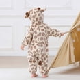 thumbnail image 6 of Toddler Kids Boys Girls Cute Fleece Romper Jumpsuit Teens Long Sleeve Thermal Outfit With Pocket Girls Soft Zipper Hooded Bodysuit Spring Comfortable Outwear Onesie Khaki 25-30 Months, 6 of 7