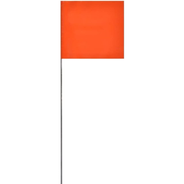 GFDYREE Tool Co FOR15100 2.5-Inch by 3.5-Inch Marking Flags with 15-Inch Wire Staffs, Orange, 100-Pack