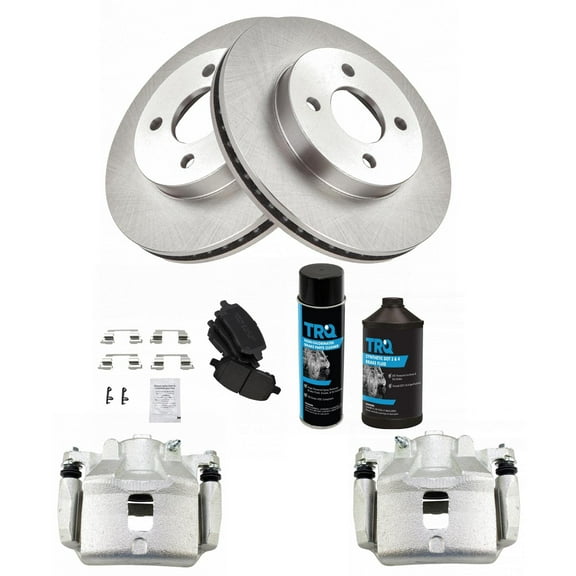Front Ceramic Brake Pad, Rotor & Caliper Kit w/ Chemicals for Chevy BKA20684
