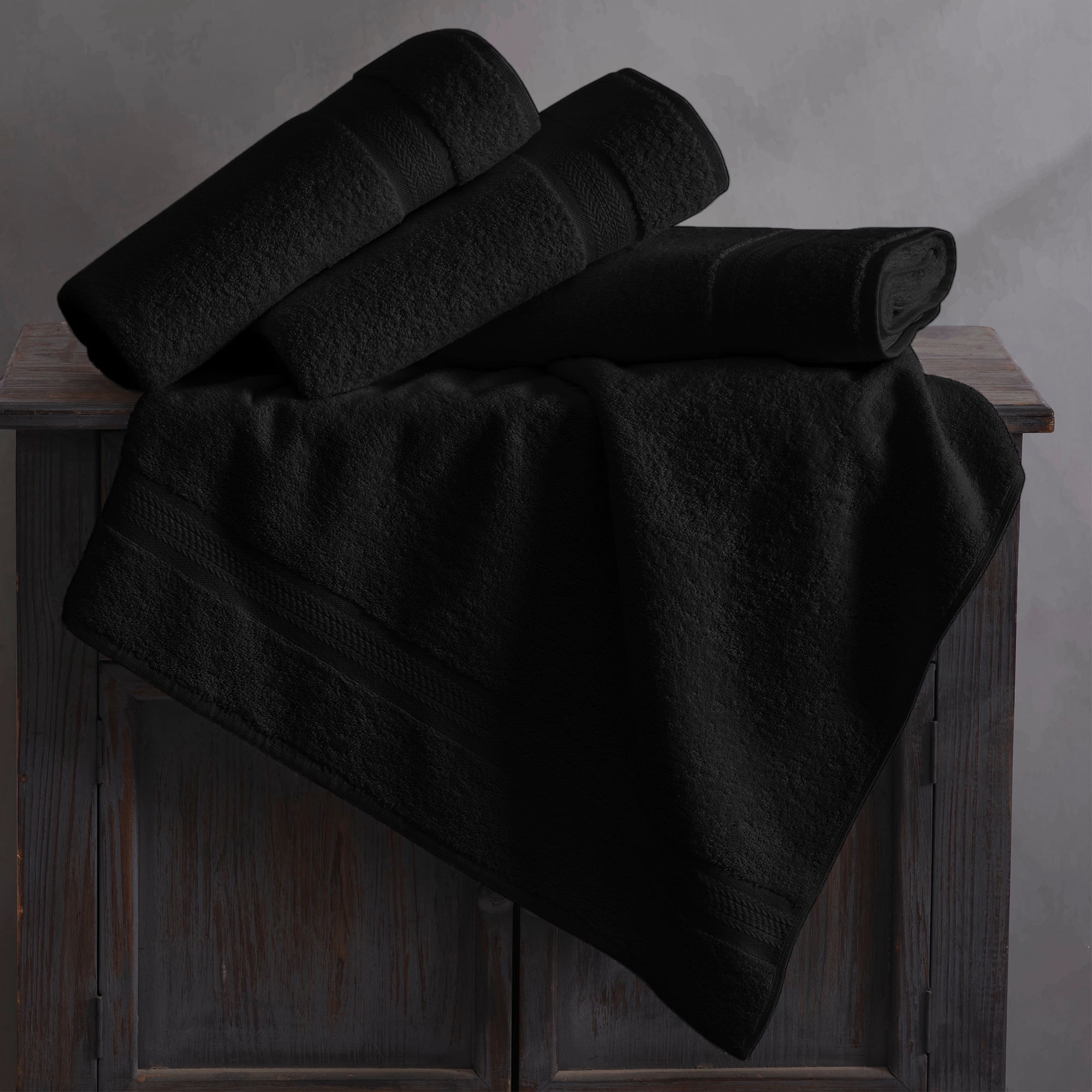 4-Piece Premium Turkish Bath Towels 100% Cotton Towels For Bathroom Soft, Quick Drying, and Highly Absorbent Bath Towels - Black