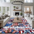 thumbnail image 4 of Independence Day Washable Area Rug 8 x 10 ft Abstract American Flag Love Sunflower Wood Stripes, Soft Non Slip Rugs Stain Repellent Indoor Felt Carpet for Living Dining Room Bedroom Home Office, 4 of 9
