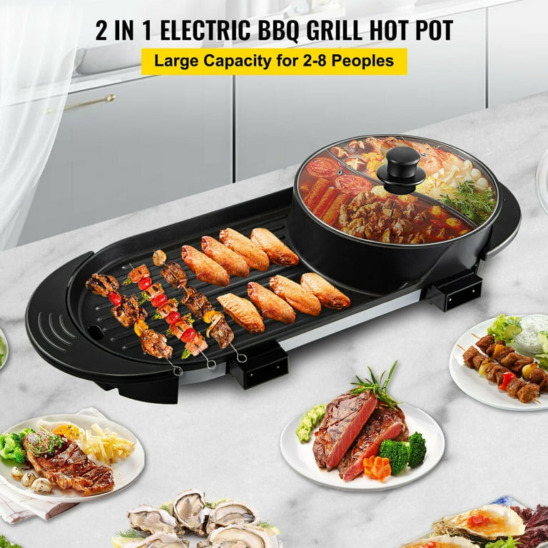 2in1 Electric BBQ Barbecue Grill Non-Stick Indoor Outdoor Tabletop Garden  2200W 5060497646438