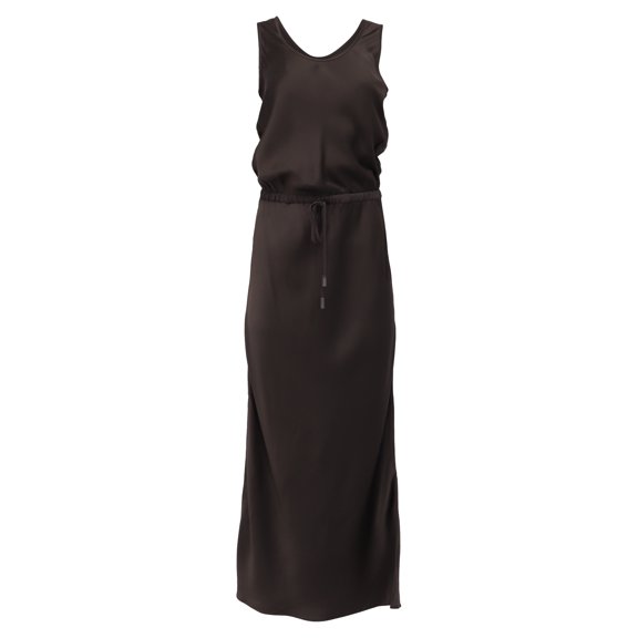 Pre-Owned Brunello Cucinelli Satin Maxi Dress in Brown Acetate