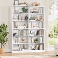 thumbnail image 3 of Homfa 74.3” Double Wide 6-Tier Bookcase, Extra Large Wooden Freestanding Display Bookshelf for Home Office Living Room, White, 3 of 9