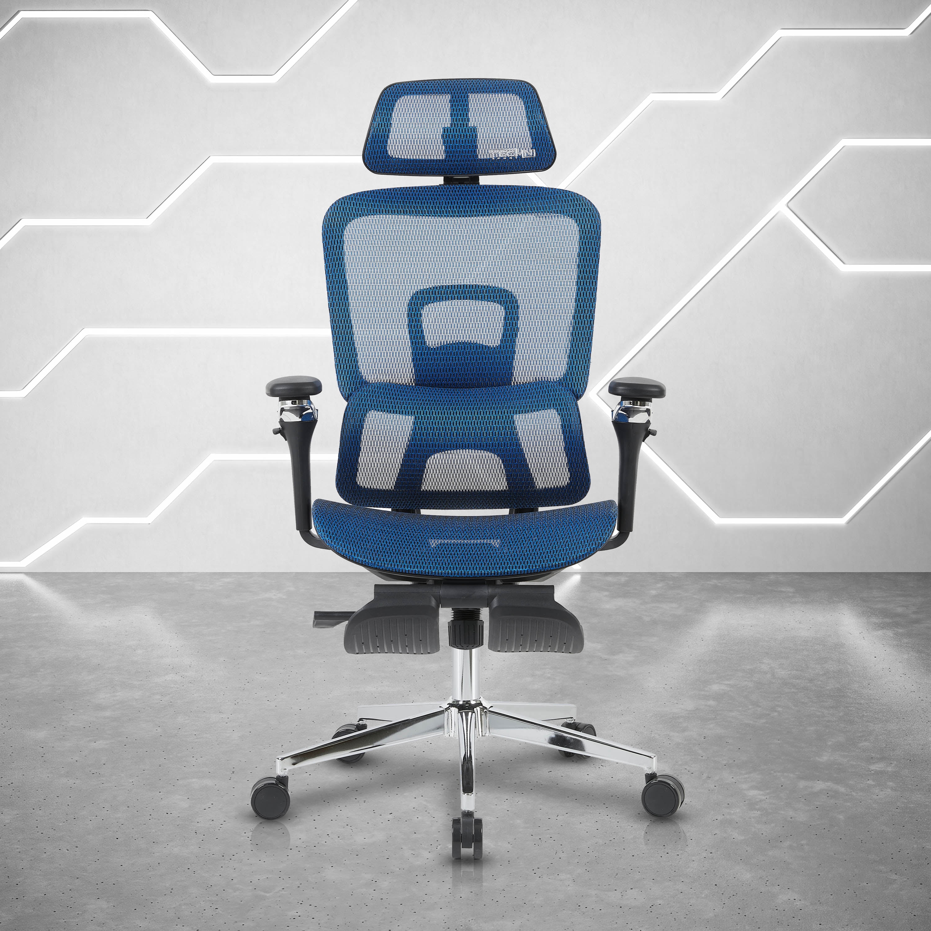 Techni Sport Ergonomic Mesh Office Chair with 5D Armrests & Retractable Footrest