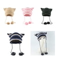 thumbnail image 2 of Crochet Stripe Pattern Ear Hat with Pom Pom Winter Knitted Hat Winter Christmas Presents for Students Teenagers, 2 of 6