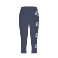 thumbnail image 4 of Pxkloy Capri Pants for Women Leggings Knee Length Tummy Control Cropped Trouser High Waist Floral Print Capris Slim Fit Yoga Stretch Capris Pants 2025 Navy,XXL, 4 of 4