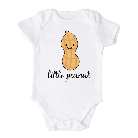 Little Peanut Cute Baby bodysuit Shirt Premium Custom Clothes Unisex Baby Gift for Mom Newborn 3-6m White