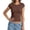 Brown, variant on Womens T Shirt Crew Neck Cap Sleeve Slim Cropped Tops Soft Breathable Minimalist Casual Summer Layering Tees