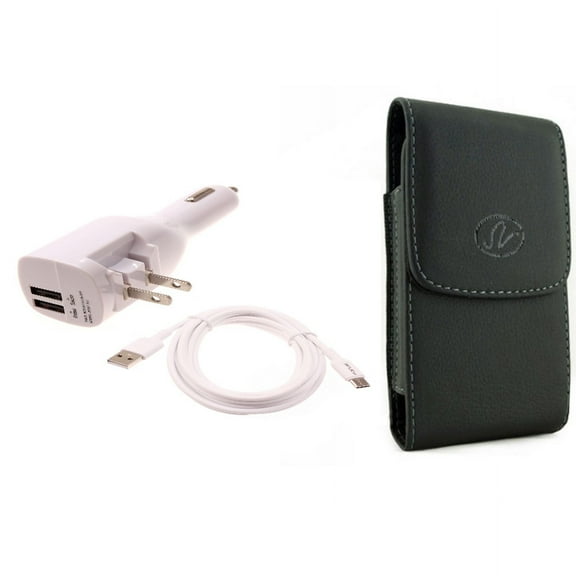 2-in-1 Car Home Charger & Case Belt Clip for iPhone 15 Pro Max - 6ft Long USB-C Cable TYPE-C Cord Travel Power Adapter Charging Wire and Leather Holster Cover Pouch R5O for iPhone 15 Pro Max (6.7")