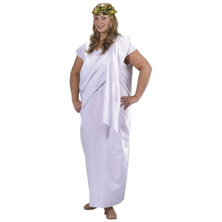 Morris Costumes toga costumes includes a white robe, gold leaf headpiece Plus Size, Style FW5733