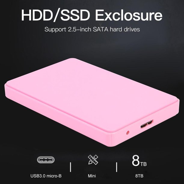 Caja De Disco De Disco Duro Caja De Disco Duro Usb 3.0 De 2,5 Pulgadas Caja Externa Hdd Ssd De 6 Gbps (Rosa)