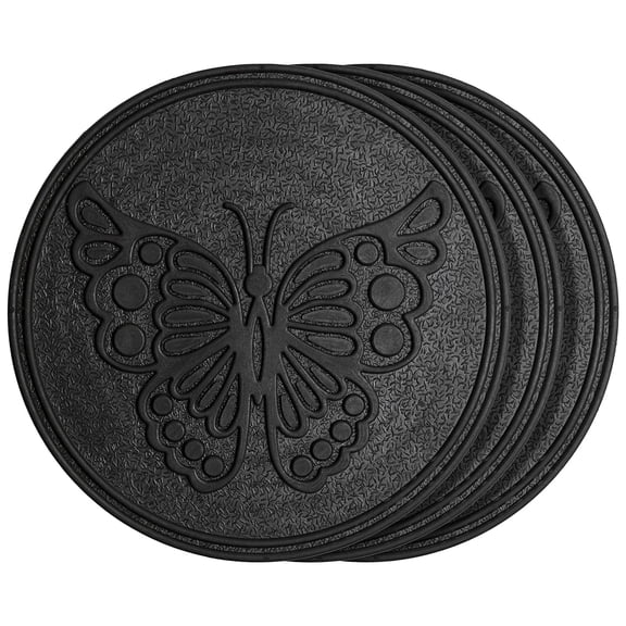 HF by LT Rubber Butterfly Garden Stepping Stone, Black, 11-3/4 inches, Set of 3