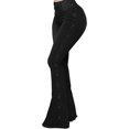 thumbnail image 2 of Women's Flared Jeans, High-Waist Stretch French-Style Jeans, Loose-Leg Buttoned Denim Pants, Flared Denim Jeans (S-5XL) Black M, 2 of 7