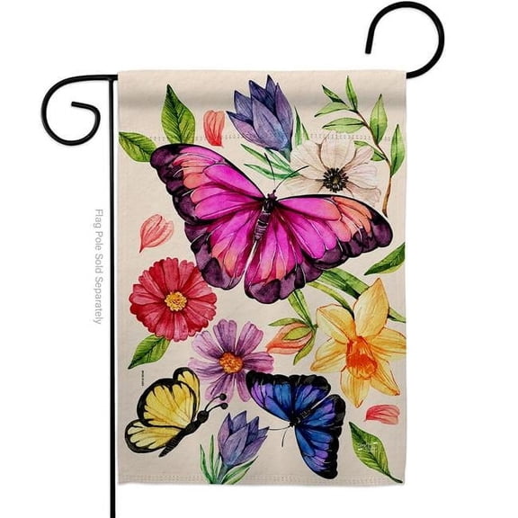 Angeleno Heritage G135596-BO Watercolor Butterflies Friends Double-Sided Decorative Garden Flag, Multi Color