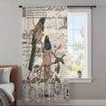 thumbnail image 4 of Vintage Birds Sheer Curtains 96 Inches Long, Country Envelope Postmark Farmhouse Botancial Light Filering Curtains, Privacy Drapes Simi Floor to Veiling Curtain for Living Room Large Window Treatment, 4 of 9