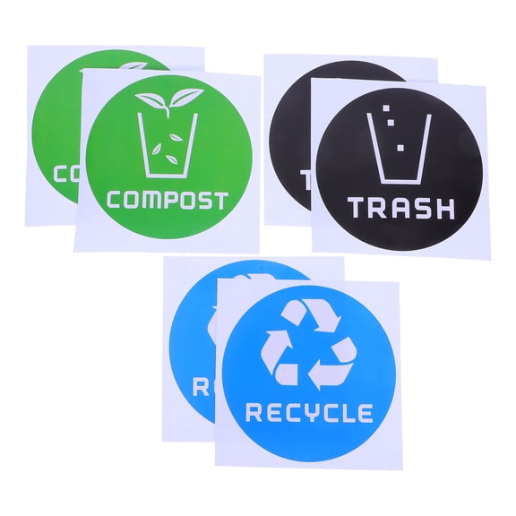 OUNONA 6pcs Trash Can Recycle Stickers for Waste Sorting Trash Bin Stickers Labels Classification Stickers for Home and Offices Use