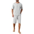 thumbnail image 2 of INSPIRE CHIC Men's Summer Short Sleeves Crew Neck with Pockets Nightwear Pajama Set L Light Gray, 2 of 5