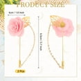 thumbnail image 2 of Uxcell 2Pcs Pin de Broche de Solapa de Flor con Hoja de Oro, Cadena de Borlas de Satén Colgante, Ramos Hechos a Mano para Cuello de Traje, Boda, Fiesta, Rosa Claro, 2 of 5