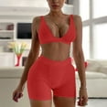 thumbnail image 2 of Gibobby Trajes de Entrenamiento para Mujer Moda mujer Casual Color sólido manga corta ropa deportiva traje 2PC conjuntos de chándal(RD1,XL), 2 of 5
