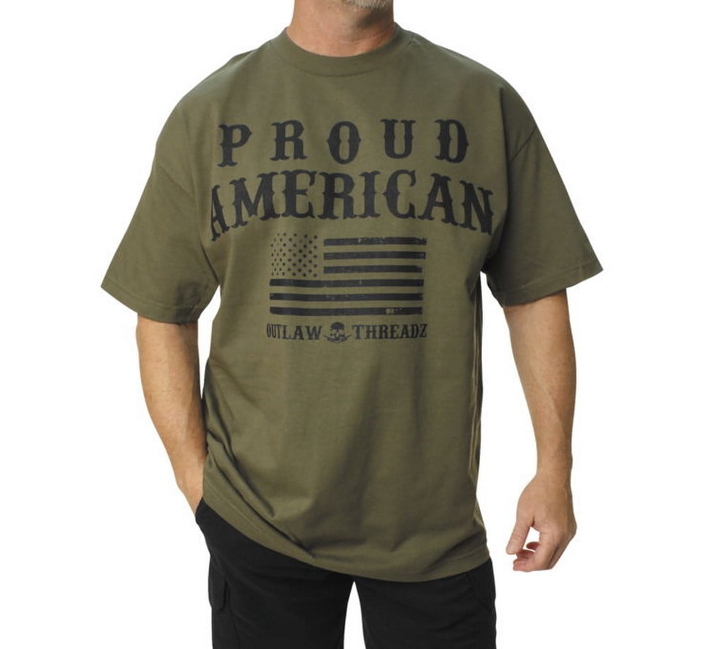 Outlaw Threadz Support Mens Short Sleeve T-Shirt Army Green XXL 