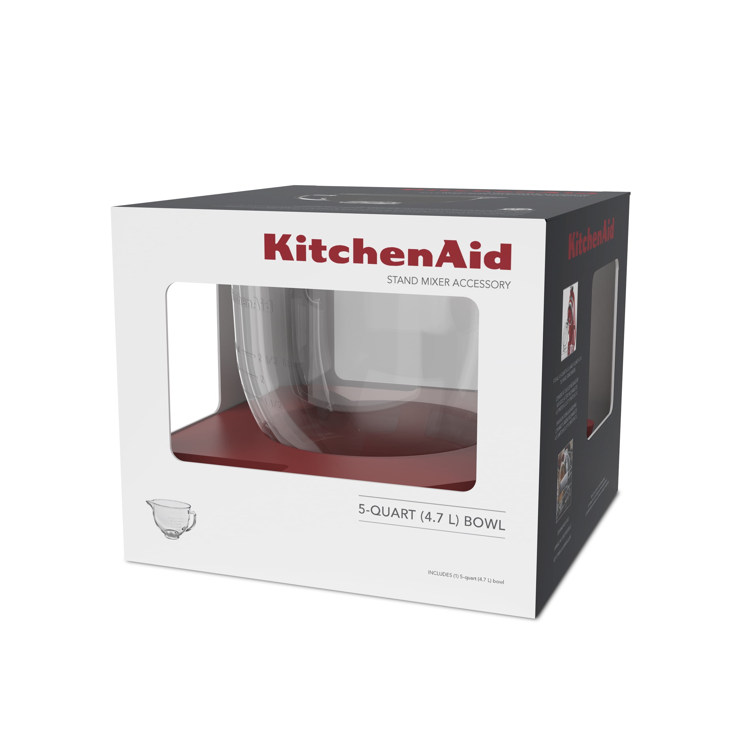 KitohonAld Stand Mixer Glass Bowl, 5 QT,compatible with KitchenAid Artisan 5KSM125, 5KSM150, 5KSM175, 5KSM7580, KSM150, RRK150,K