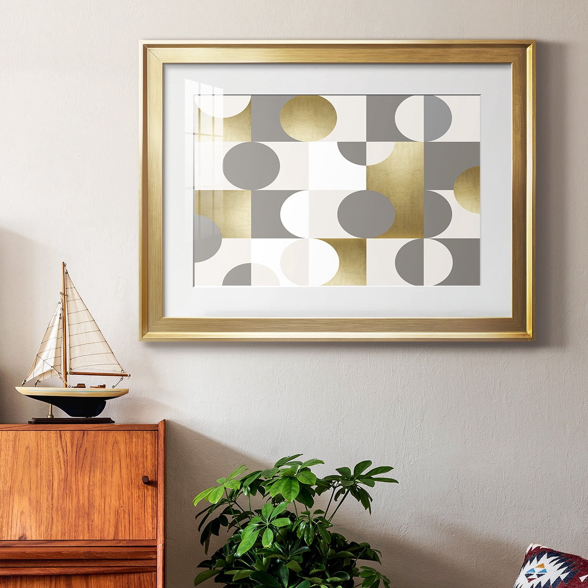Modern Gold Reflections Premium Framed Print - Ready to Hang