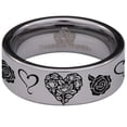 thumbnail image 2 of Heart Rose Tungsten Carbide Ring, 2 of 9