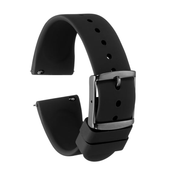 Uxcell Silicone Watch Band 22mm Quick Release Rubber Replacement Watch Strap with Stainless Steel Black Clasp, Black