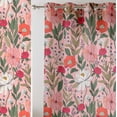 thumbnail image 2 of Vargottam Flowers Print Sheer Georgette Curtains for Windows & Small Doors Set of 2 Panels, 72" Long, Grommet Top, Printed Light Filtering Drapes for Living Room or Study, 2 of 9