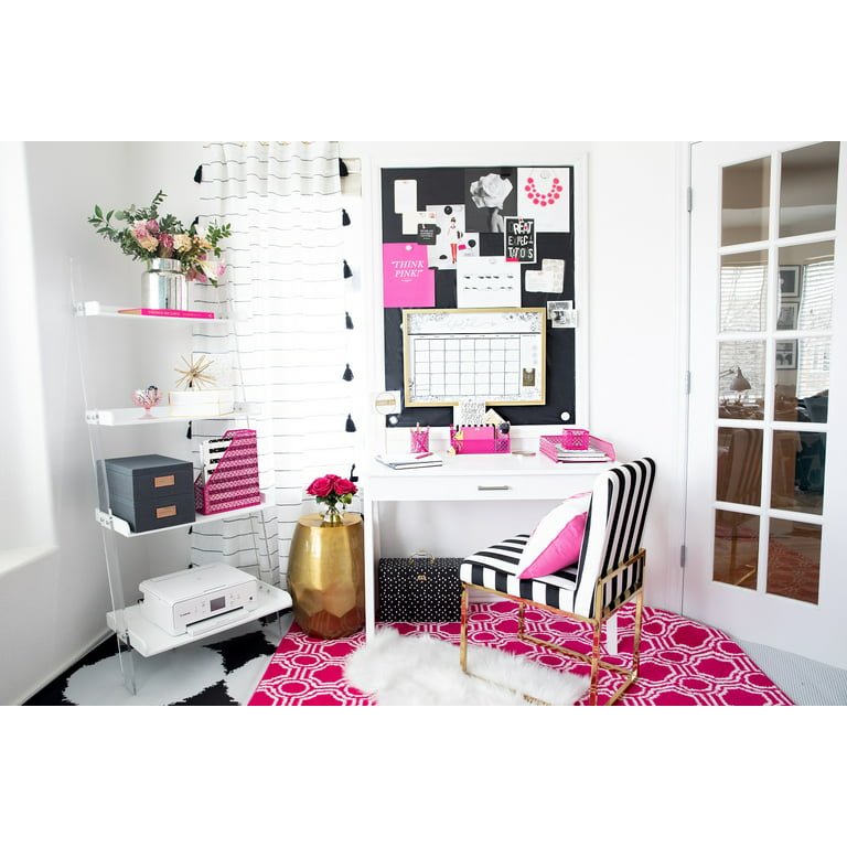 Blu Monaco Pink Office Supplies Hot Pink Desk Accessories for Women Office  - 6 Piece Cute Pink Desk Organizer Set 