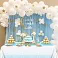 thumbnail image 4 of 4 Pack White and Blue Tablecloths - 86.6"x51.2" Rectangular Blue Table Cover for Weddings Birthdays First Communion Baby Showers Graduation, 4 of 7