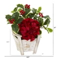 thumbnail image 2 of Nearly Natural A1104 Hydrangea & Holly Leaf Artificial Arrangement in Chair Planter, 2 of 2