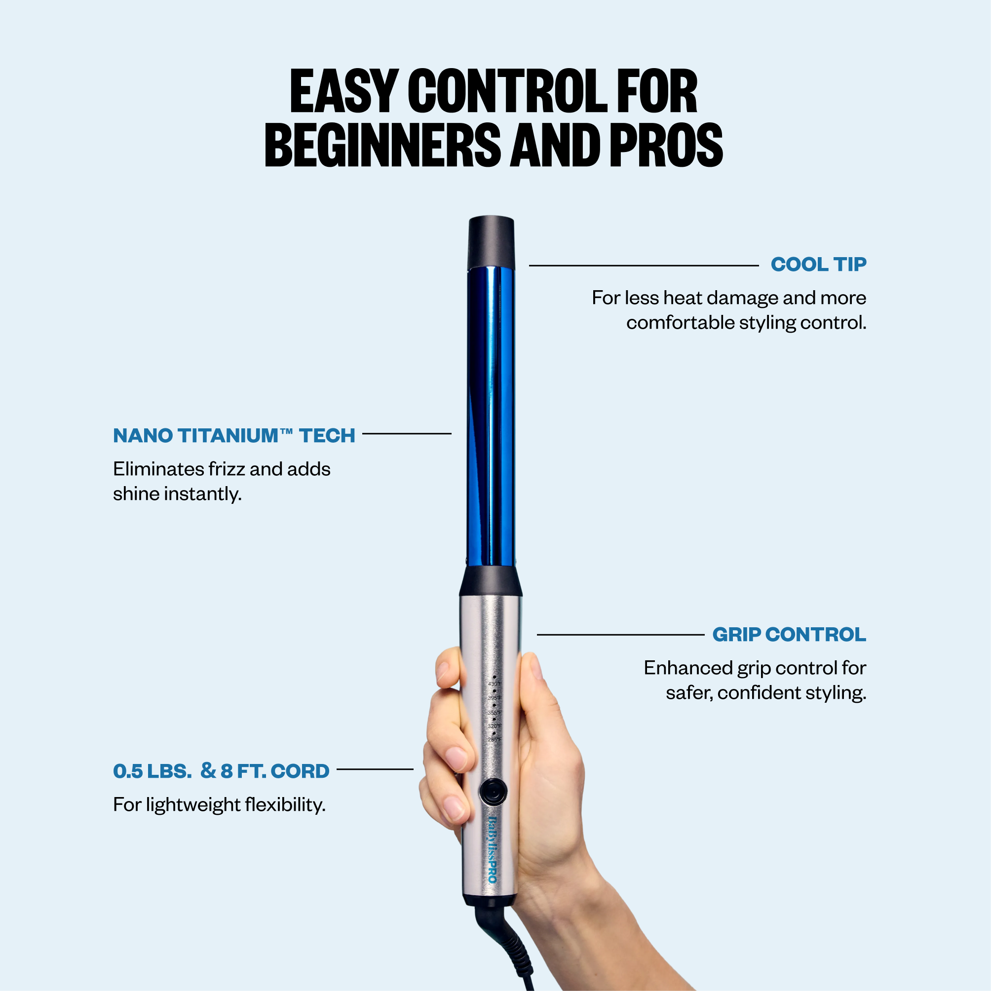 BaBylissPRO Nano Titanium 1" Curling Iron Wand photo 5