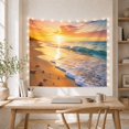 thumbnail image 5 of Beach Sunset Over Ocean Waves, Peaceful Coastal Scene for Beach Lovers, Coastal Home Decor Housewarming Gift Tapestry Wall Hanging for Living Room, Bedroom, 5 of 7