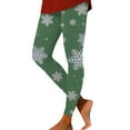 thumbnail image 3 of Women Christmas Outfit Festive Snowflake Print Ladies High Waisted Workout Leggings for Yoga Fitness and Exercise Comfort Green L, 3 of 5