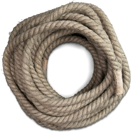 

Crown Sporting Goods Jute Twine Fitness Tug of War Rope with Leather Ends in 8 20 & 1.3 Inch Thickness 52 72 98 & 118 Feet Length
