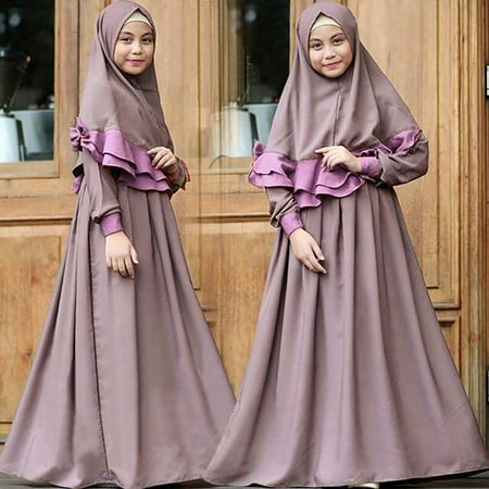 

Hunpta Ramadan Toddler Baby Traditional Robe Clothing Dubai Dress Kid Abaya Girl Muslim Girls Outfits&Set